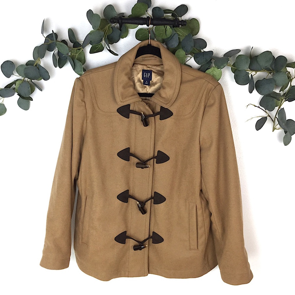 GAP Wool Camel Tan Coat Jacket XL Toggle